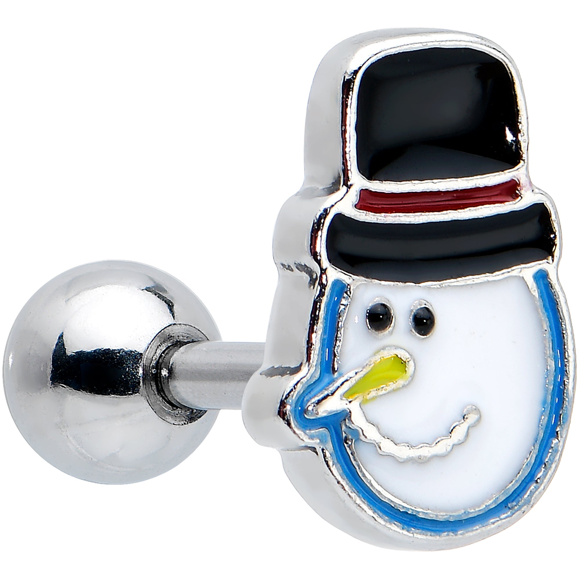 BodyCandy 16G 1/4 Penguin Snowman Holiday Blue Cartilage Earring Set of 3 — detail close-up