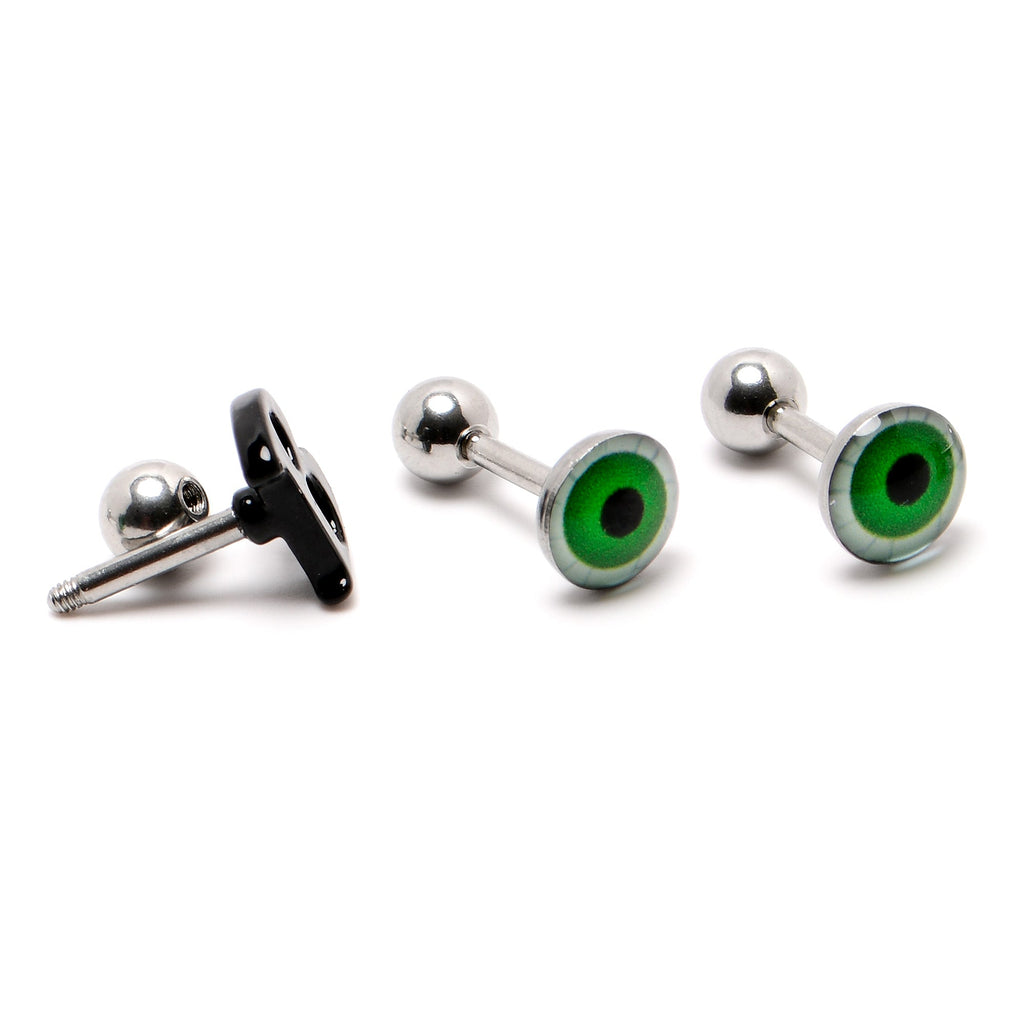 BodyCandy 16G 1/4 Halloween Boo Eyes Cartilage Tragus Earring Curation Set of 3 — alternative angle