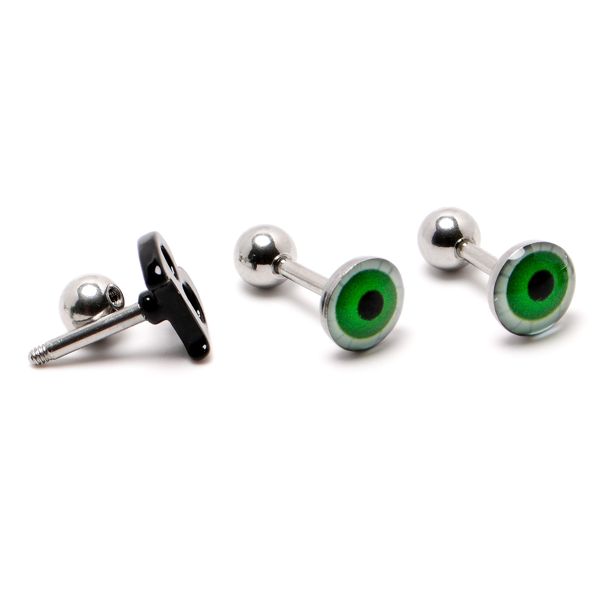 BodyCandy 16G 1/4 Halloween Boo Eyes Cartilage Tragus Earring Curation Set of 3 — alternative angle