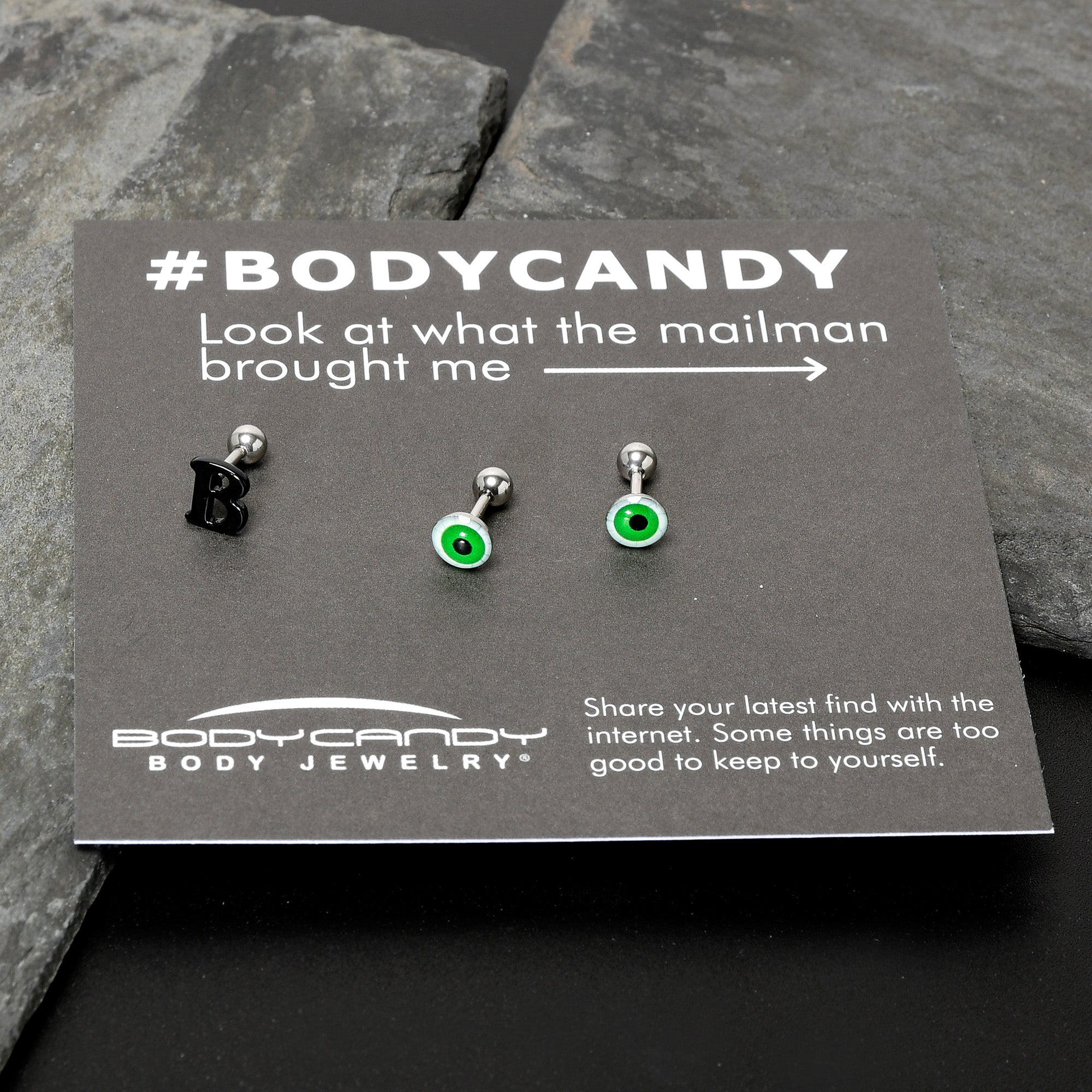 BodyCandy 16G 1/4 Halloween Boo Eyes Cartilage Tragus Earring Curation Set of 3 — size reference