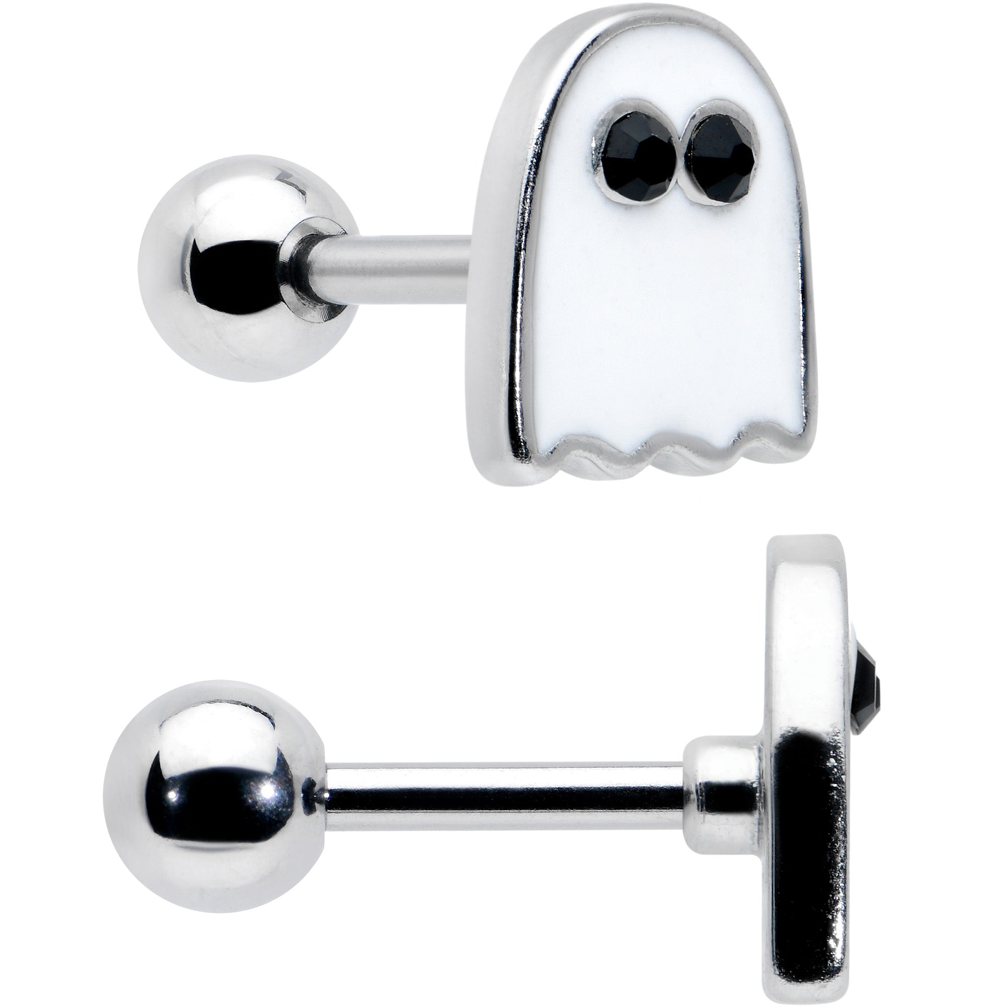 BodyCandy 16G 1/4 Glow in Dark Skull Ghost Halloween Cartilage Set of 3 — side view