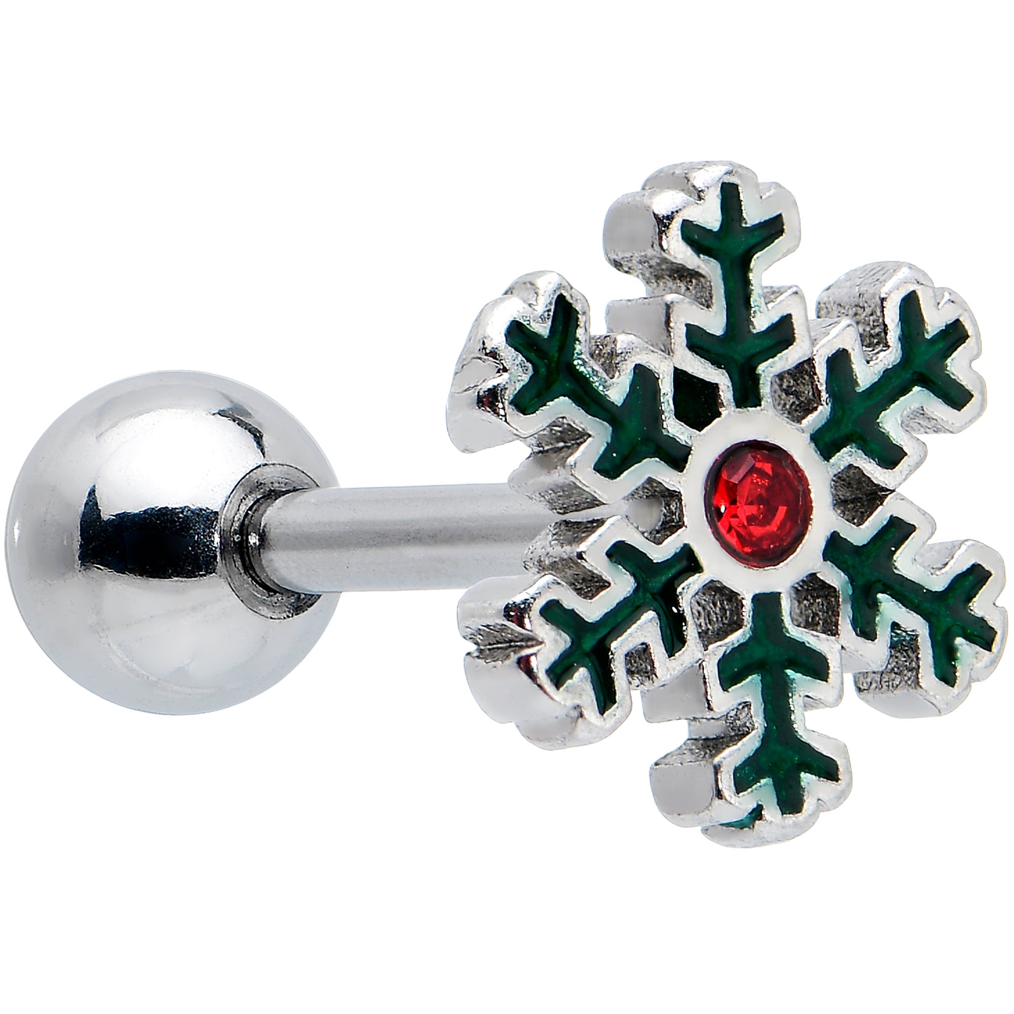 BodyCandy 16G 1/4 Red Gem Mitten Snowflake Cartilage Tragus Earring Curation Set of 3 — lifestyle context