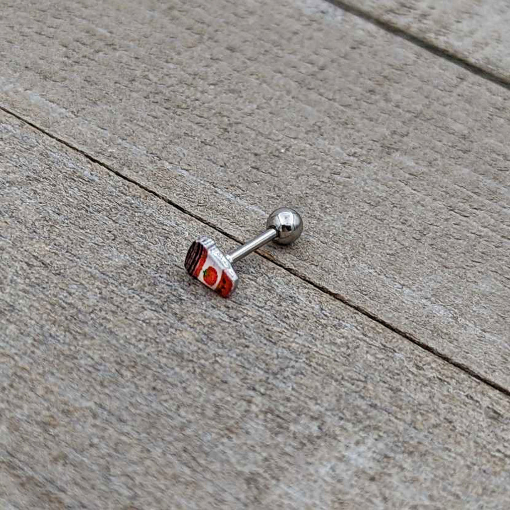 BodyCandy 16G 5/16 Sweet Pumpkin Latte Autumn Cartilage Tragus Earring — in-use photo