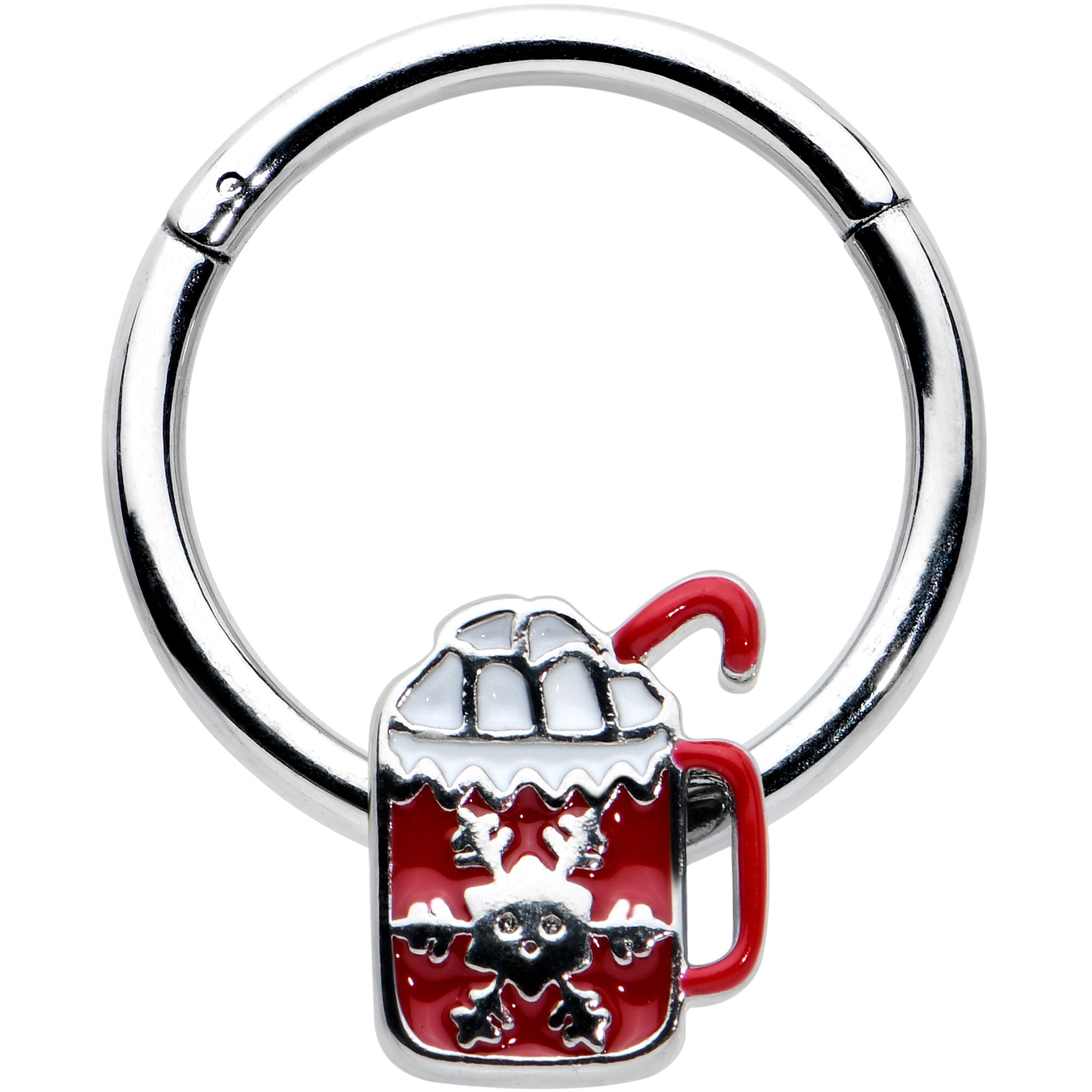 BodyCandy 16G 3/8 Sweet Hot Cocoa Marshmallow Mug Hinged Segment Ring — main product shot