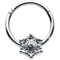 BodyCandy 16G 3/8 Clear Gem Filigree Winter Snowflake Hinged Segment Ring — main product shot