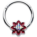 BodyCandy 16G 3/8 Aurora Gem Poinsettia Flower Festive Hinged Segment Ring — main product shot