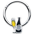 BodyCandy 16G 3/8 Champagne Bottle Flute Yellow Hinged Segment Ring — main product shot