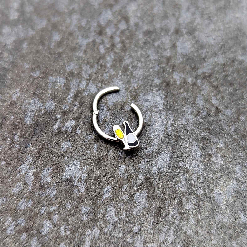 BodyCandy 16G 3/8 Champagne Bottle Flute Yellow Hinged Segment Ring — back view