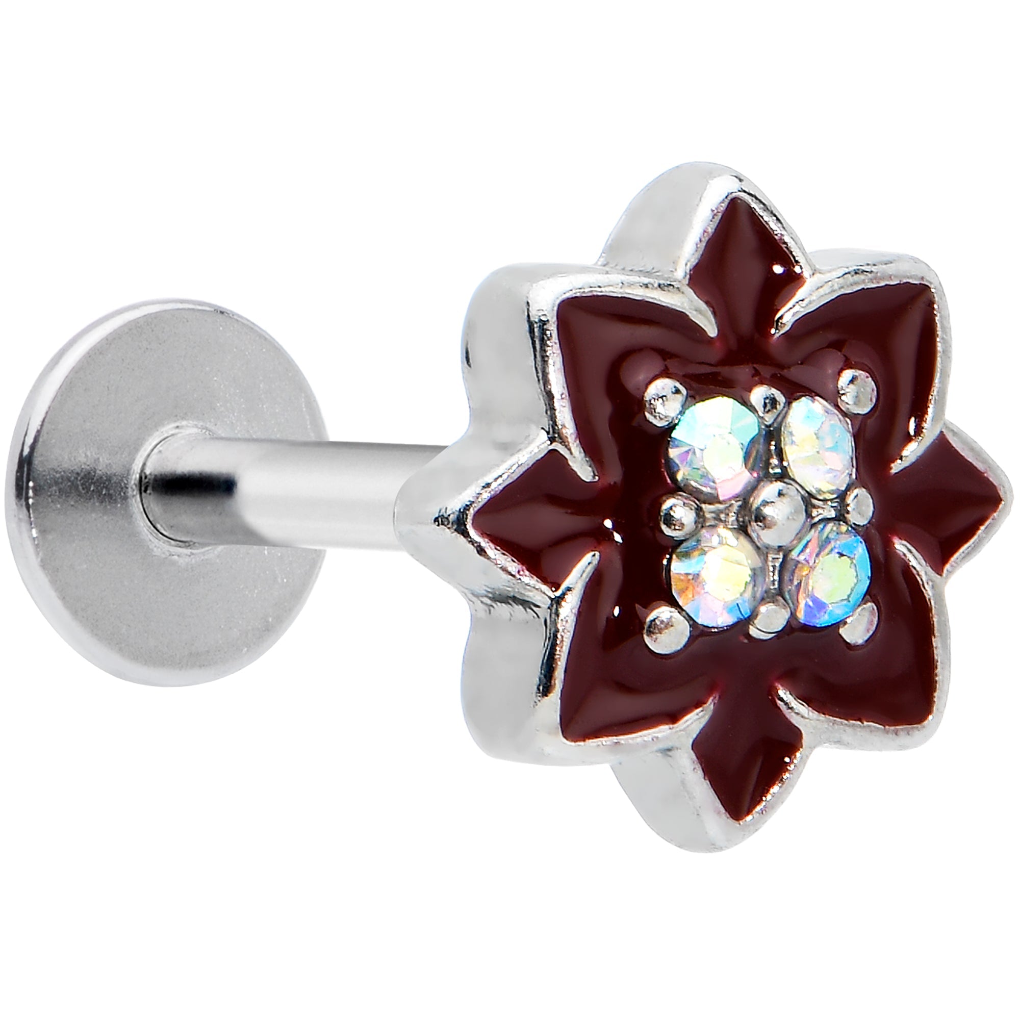 BodyCandy 16G 5/16 Aurora Gem Poinsettia Flower Festive Labret Monroe Tragus — main product shot