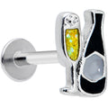 BodyCandy 16G 5/16 Champagne Bottle Flute Yellow Labret Monroe Tragus — main product shot