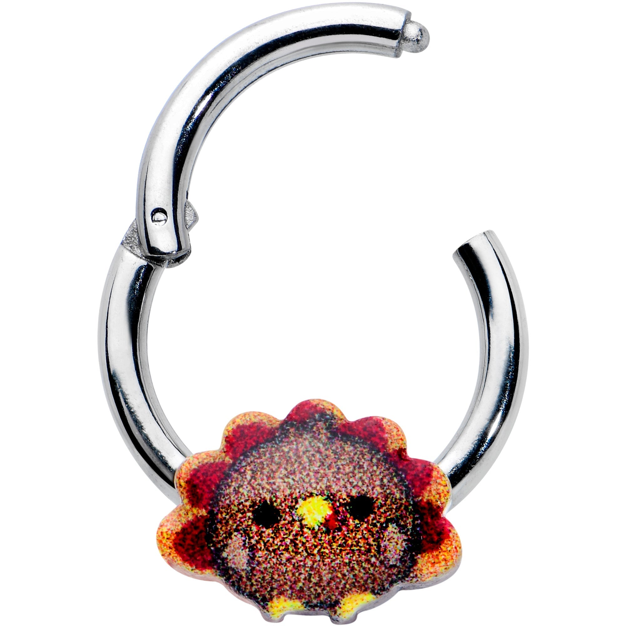 BodyCandy 16G 5/16 Sweet Tiny Turkey Thanksgiving Hinged Segment Ring — detail close-up