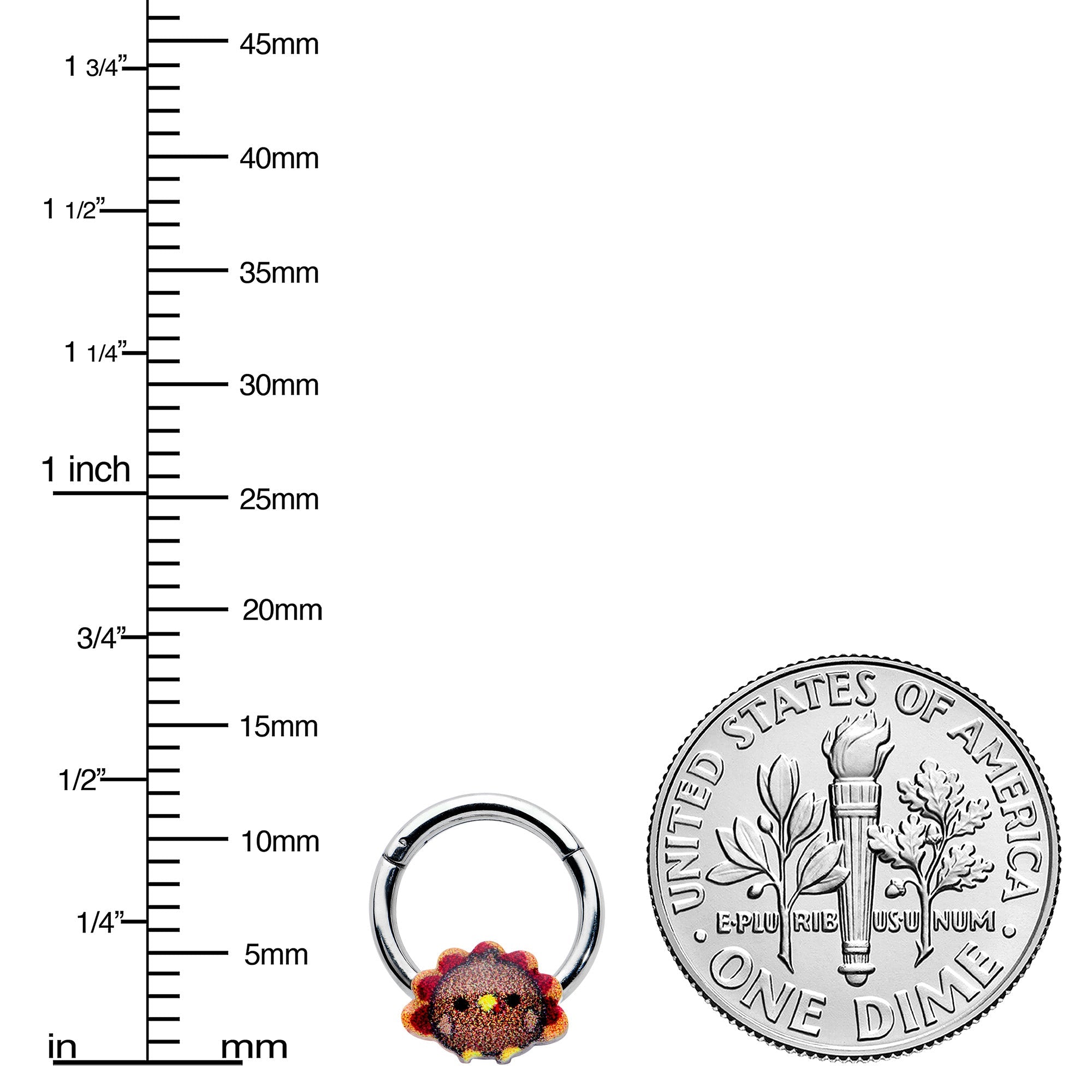 BodyCandy 16G 5/16 Sweet Tiny Turkey Thanksgiving Hinged Segment Ring — lifestyle context