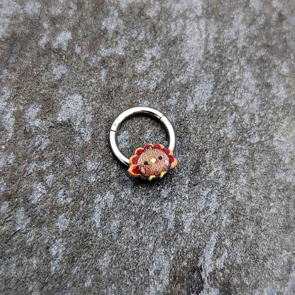 BodyCandy 16G 5/16 Sweet Tiny Turkey Thanksgiving Hinged Segment Ring — side view
