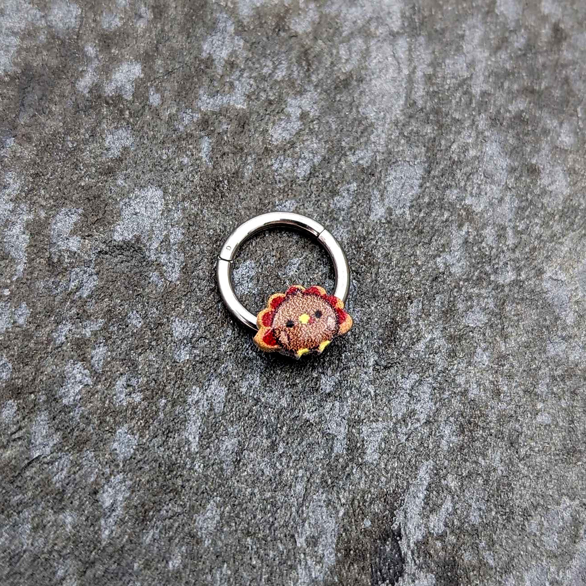 BodyCandy 16G 5/16 Sweet Tiny Turkey Thanksgiving Hinged Segment Ring — side view
