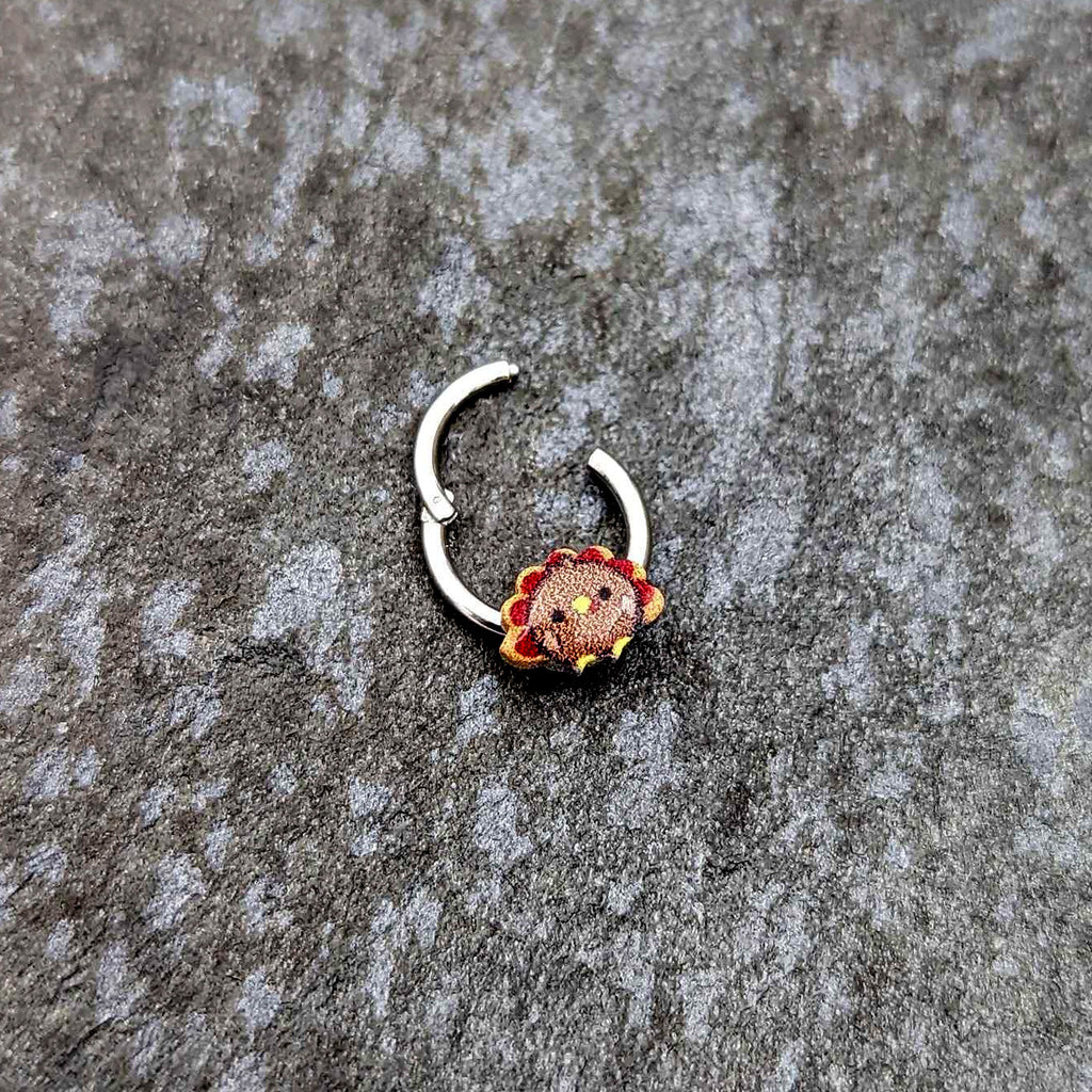 BodyCandy 16G 5/16 Sweet Tiny Turkey Thanksgiving Hinged Segment Ring — back view
