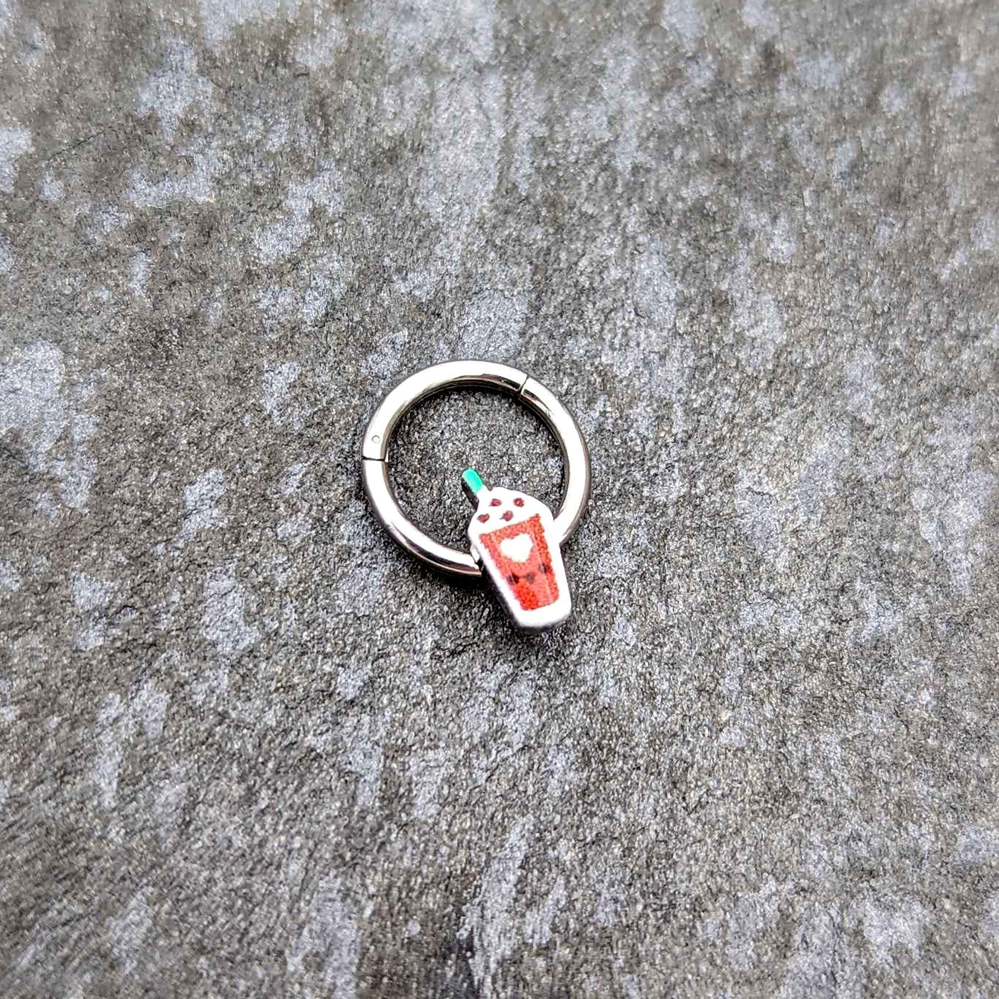 BodyCandy 16G 5/16 Sweet Pumpkin Frappe Autumn Hinged Segment Ring — side view