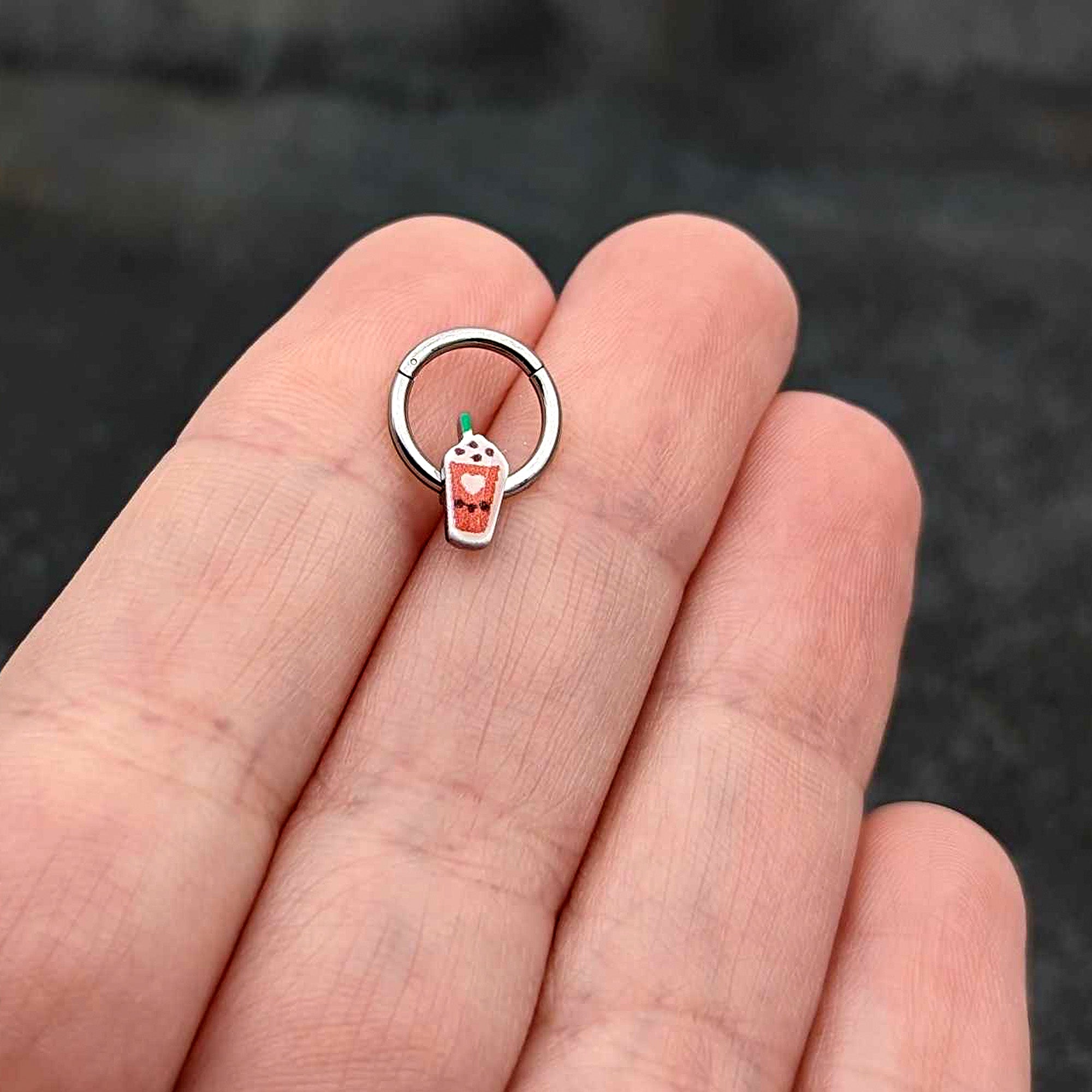 BodyCandy 16G 5/16 Sweet Pumpkin Frappe Autumn Hinged Segment Ring — alternative angle
