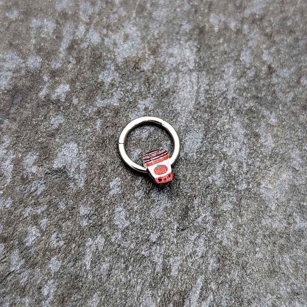 BodyCandy 16G 5/16 Sweet Pumpkin Latte Autumn Hinged Segment Ring — side view