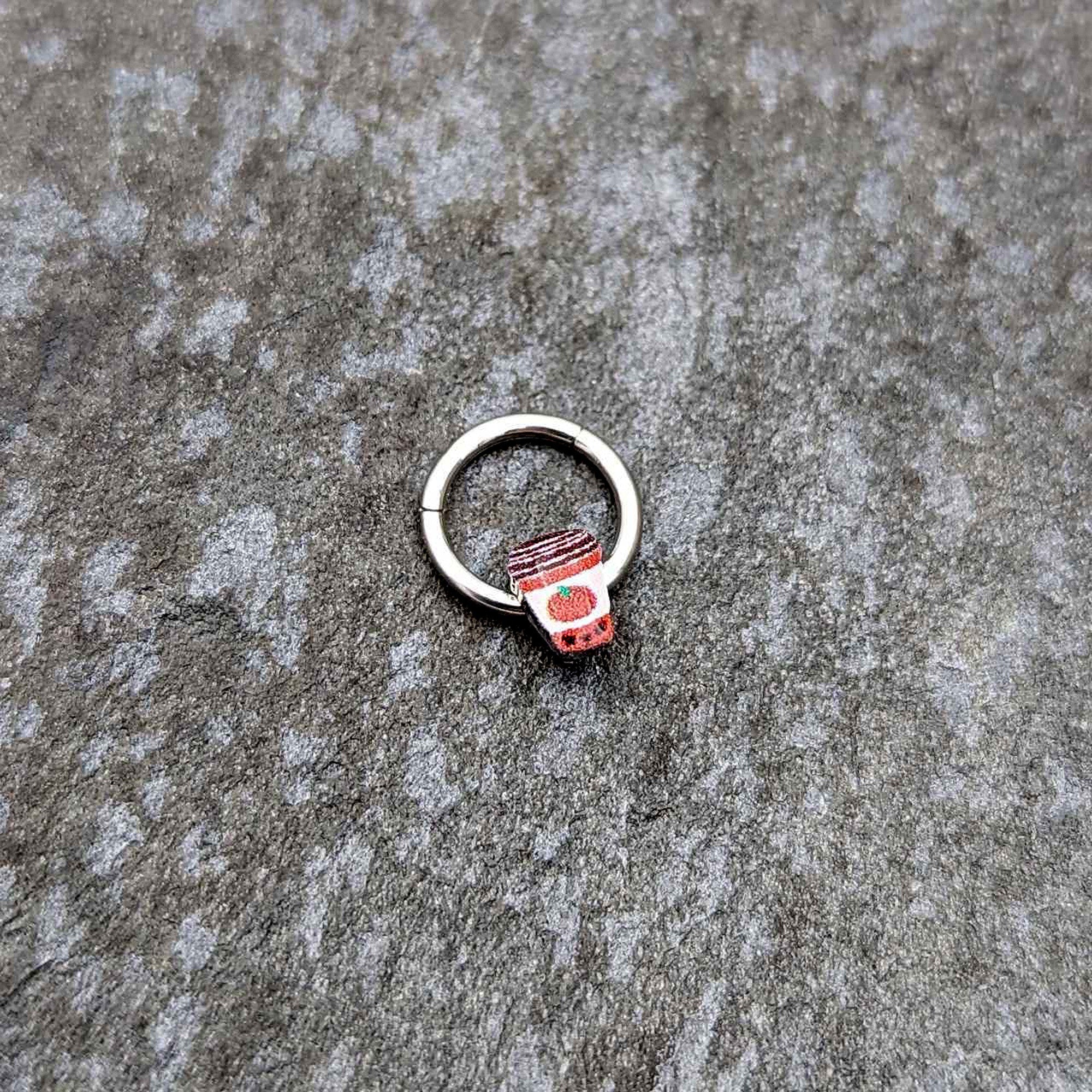 BodyCandy 16G 5/16 Sweet Pumpkin Latte Autumn Hinged Segment Ring — side view