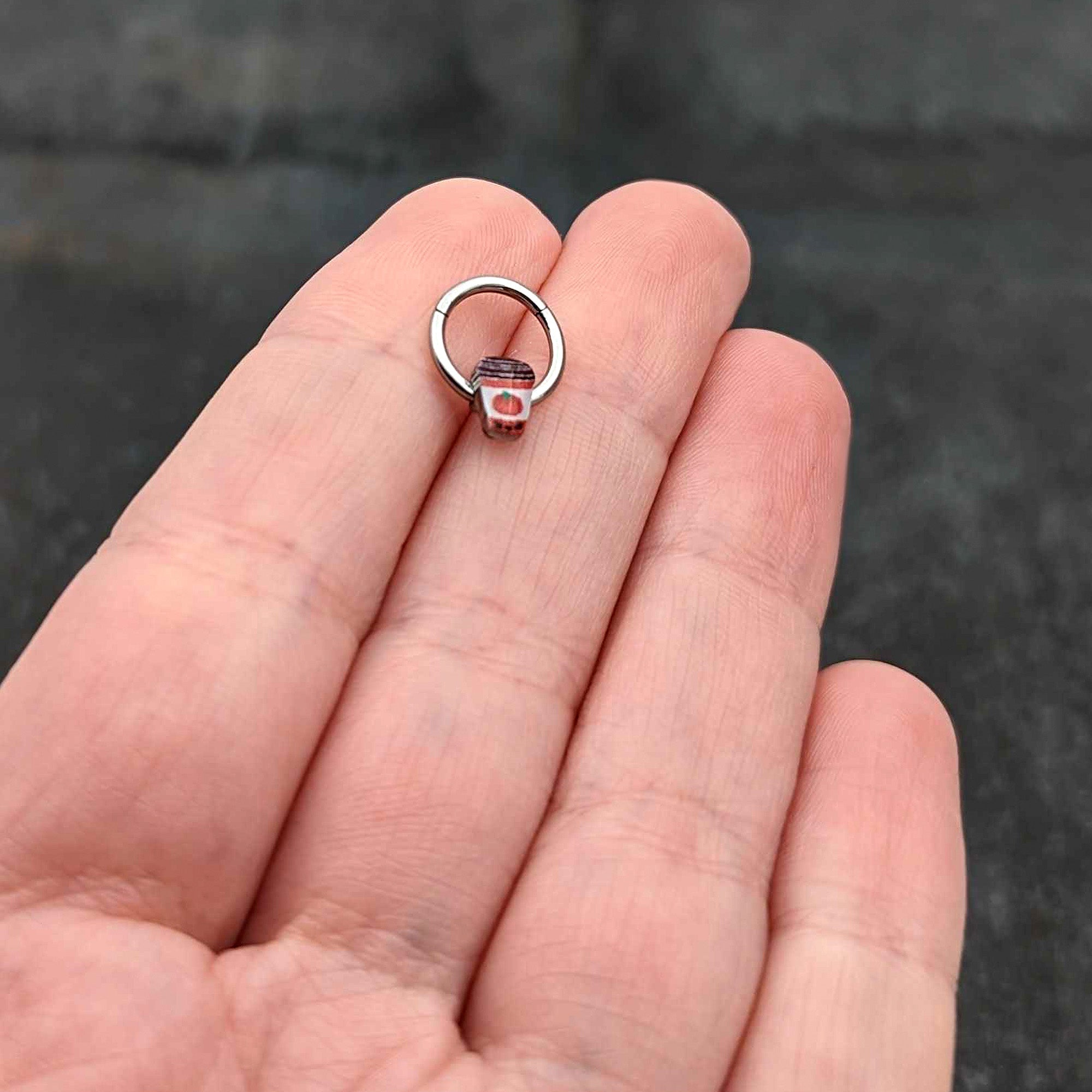 BodyCandy 16G 5/16 Sweet Pumpkin Latte Autumn Hinged Segment Ring — alternative angle