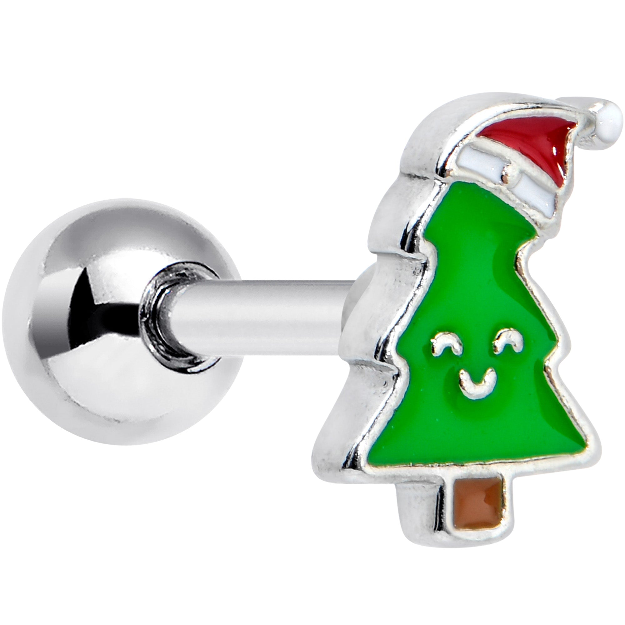 BodyCandy 16G 1/4 Happy Christmas Tree Hat Cartilage Tragus Earring — main product shot