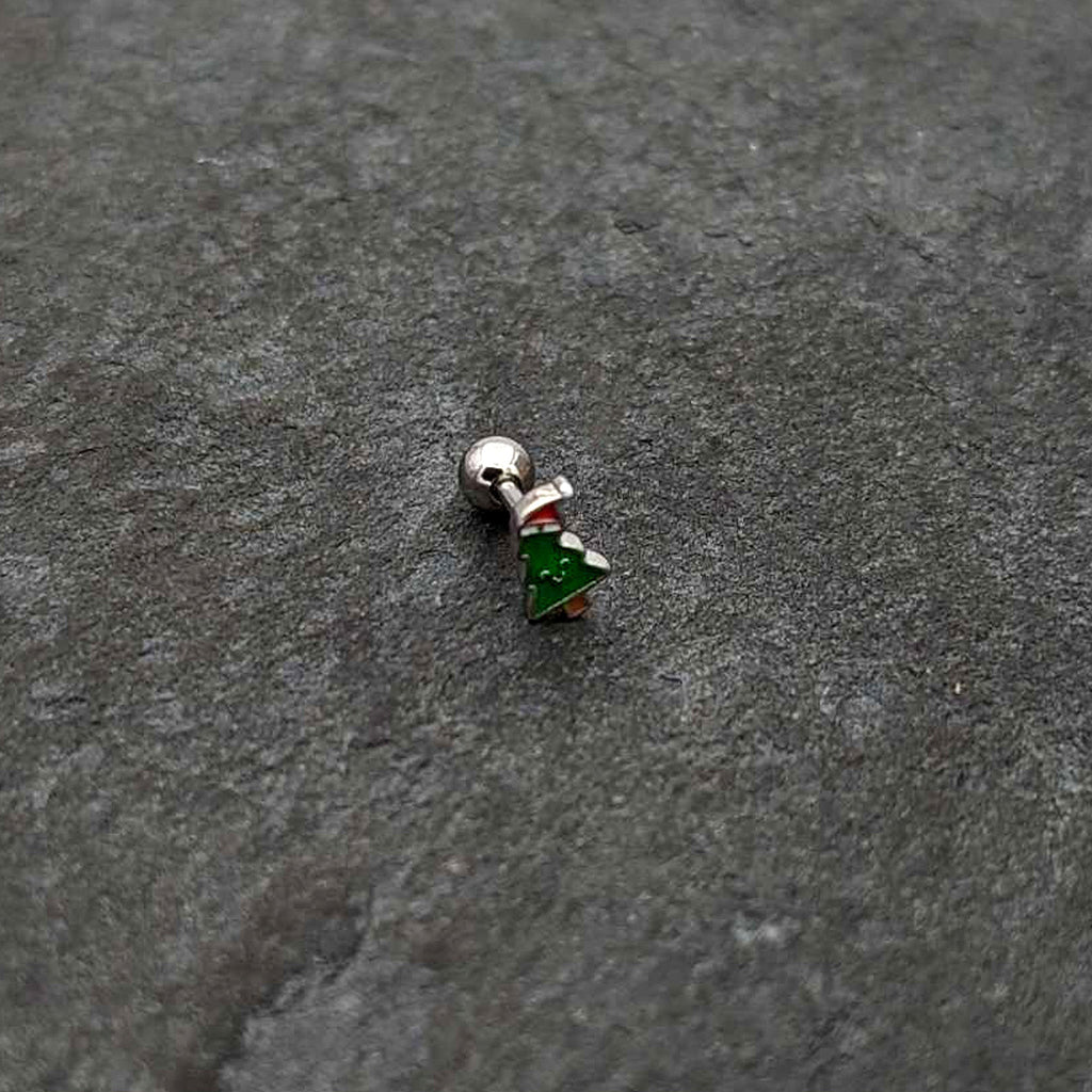 BodyCandy 16G 1/4 Happy Christmas Tree Hat Cartilage Tragus Earring — alternative angle