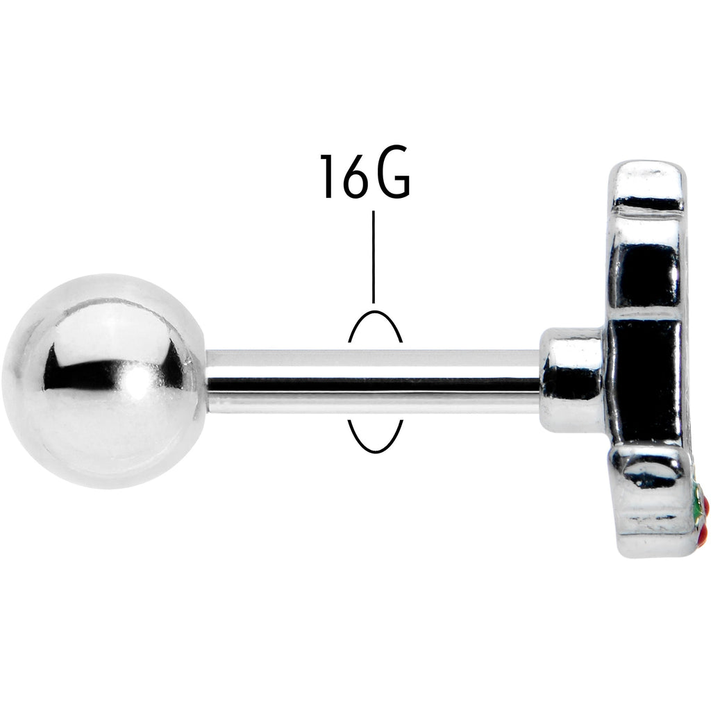 BodyCandy 16G 1/4 Sweet Holiday Christmas Candle Cartilage Tragus Earring — back view