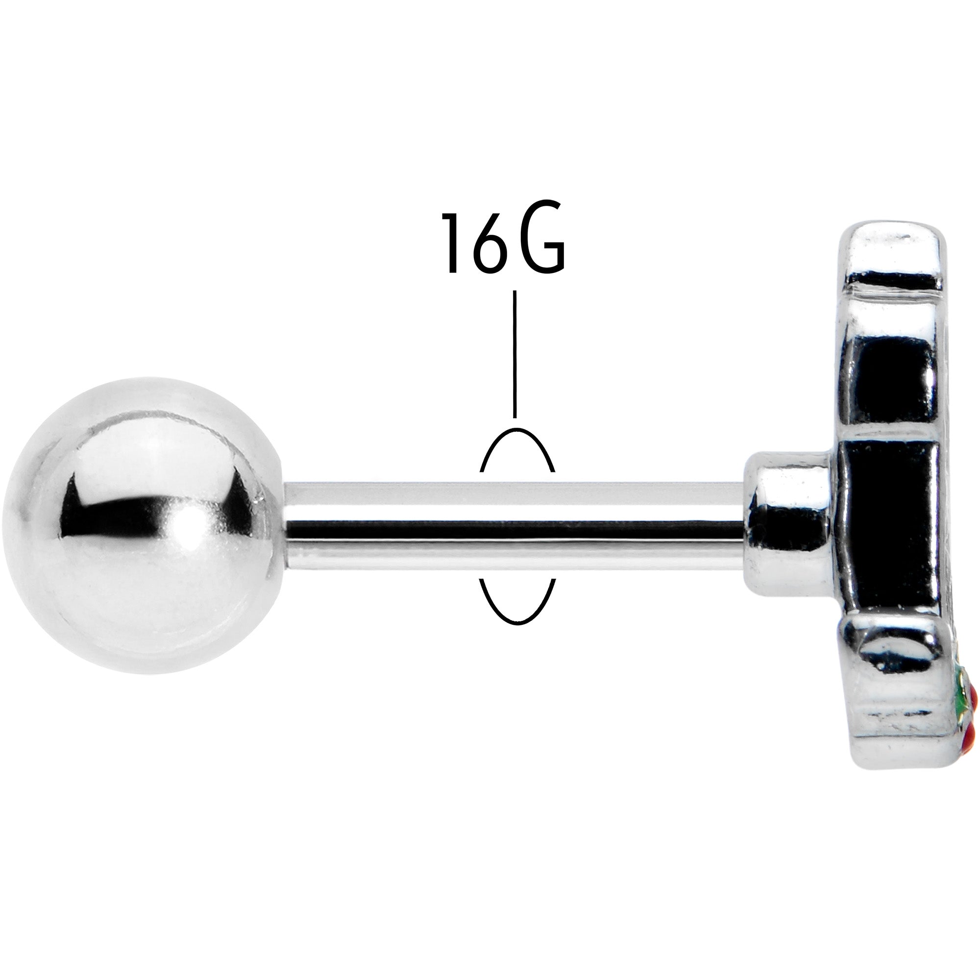 BodyCandy 16G 1/4 Sweet Holiday Christmas Candle Cartilage Tragus Earring — back view
