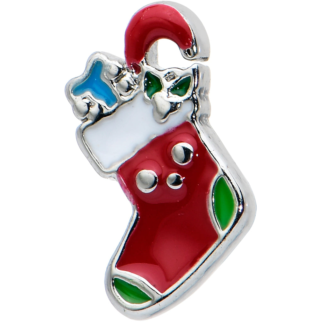 BodyCandy 16G 1/4 Happy Christmas Stocking Red Cartilage Tragus Earring — detail close-up