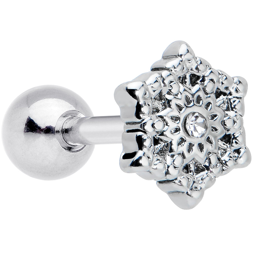 BodyCandy 16G 1/4 Clear Gem Filigree Epic Snowflake Cartilage Tragus Earring — main product shot