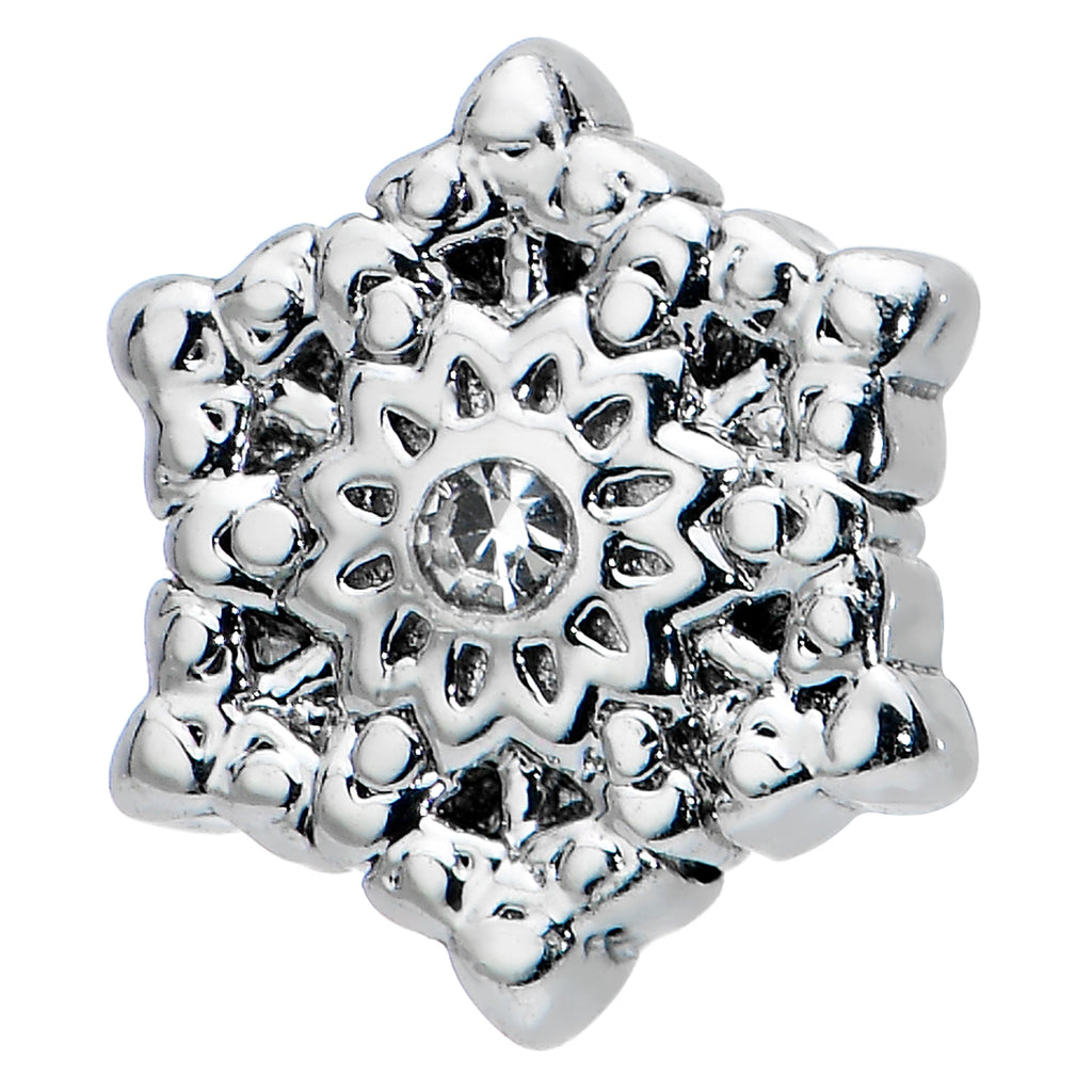 BodyCandy 16G 1/4 Clear Gem Filigree Epic Snowflake Cartilage Tragus Earring — detail close-up