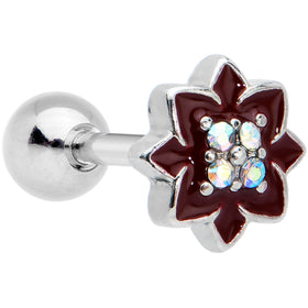 16G 1/4 Aurora Gem Poinsettia Flower Cartilage Tragus Earring