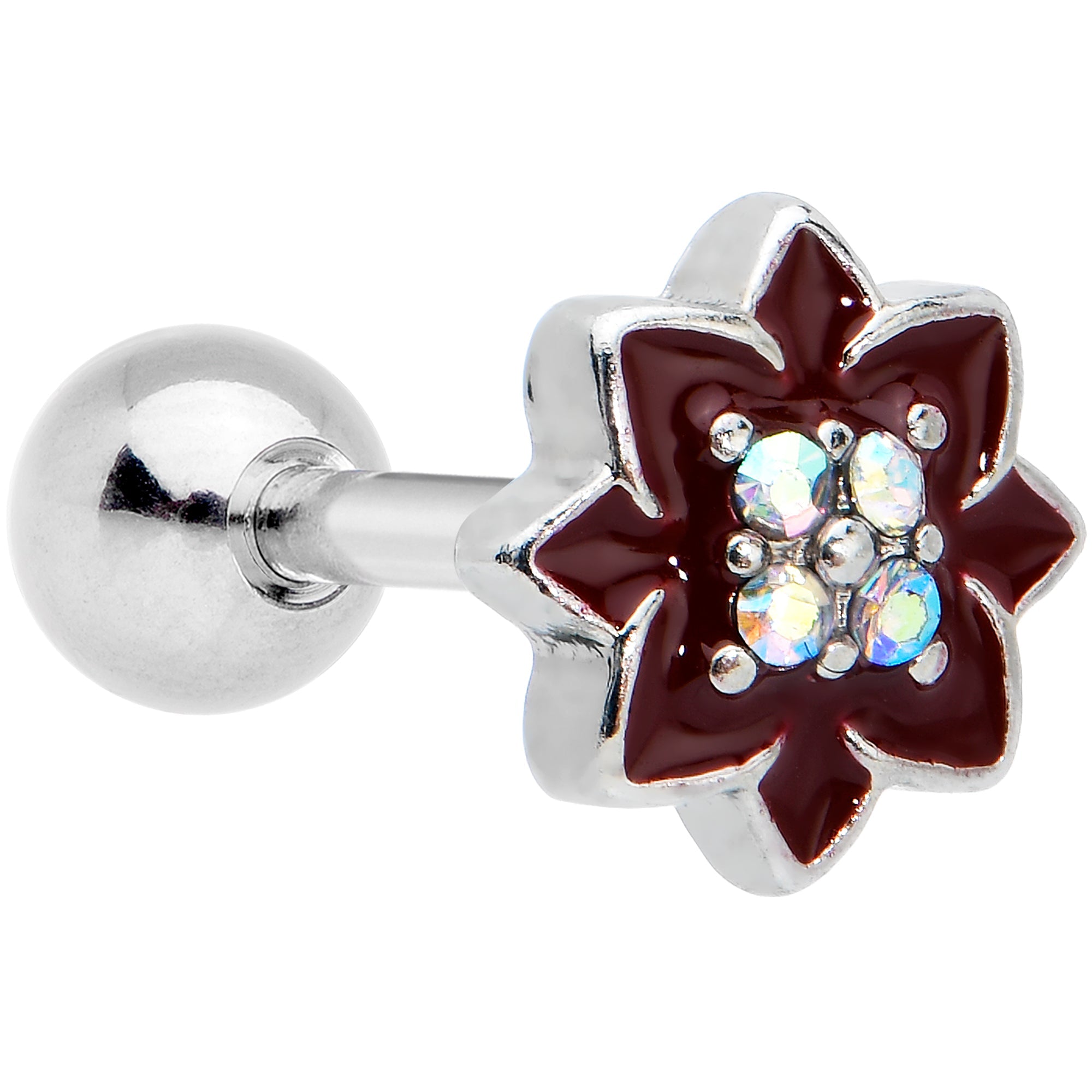 BodyCandy 16G 1/4 Aurora Gem Poinsettia Flower Cartilage Tragus Earring — main product shot
