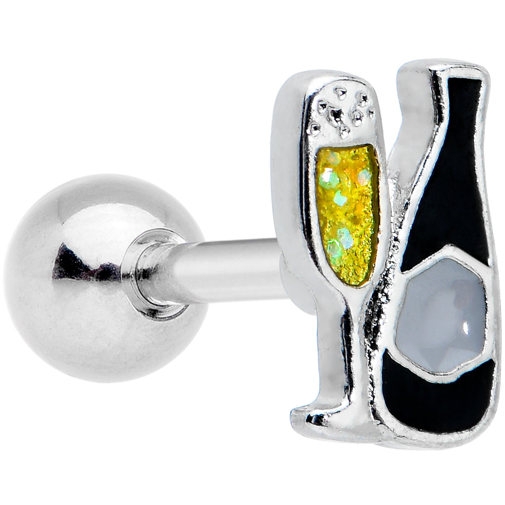 BodyCandy 16G 1/4 Champagne Bottle Flute Yellow Cartilage Tragus Earring — main product shot