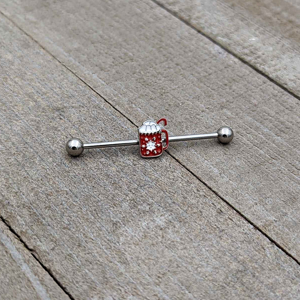 BodyCandy 14G Sweet Hot Cocoa Marshmallow Holiday Industrial Barbell 38mm — alternative angle
