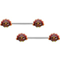 BodyCandy 14G 9/16 Cute Colorful Turkeys Barbell Nipple Ring Set — main product shot