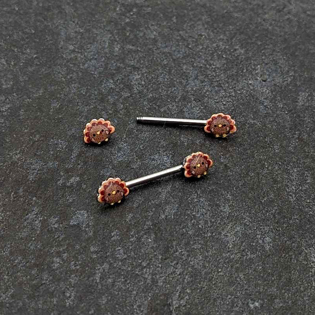 BodyCandy 14G 9/16 Cute Colorful Turkeys Barbell Nipple Ring Set — back view