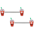 BodyCandy 14G 9/16 Sweet Pumpkin Frappe Autumn Barbell Nipple Ring Set — main product shot