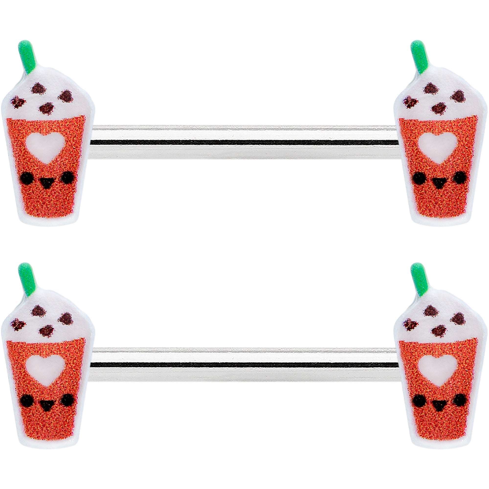BodyCandy 14G 9/16 Sweet Pumpkin Frappe Autumn Barbell Nipple Ring Set — detail close-up