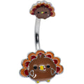 BodyCandy Cute Colorful Turkey Thanksgiving Double Mount Belly Ring — main product shot