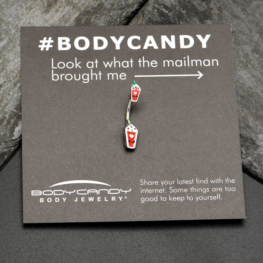 BodyCandy Sweet Pumpkin Frappe Autumn Double Mount Belly Ring — side view