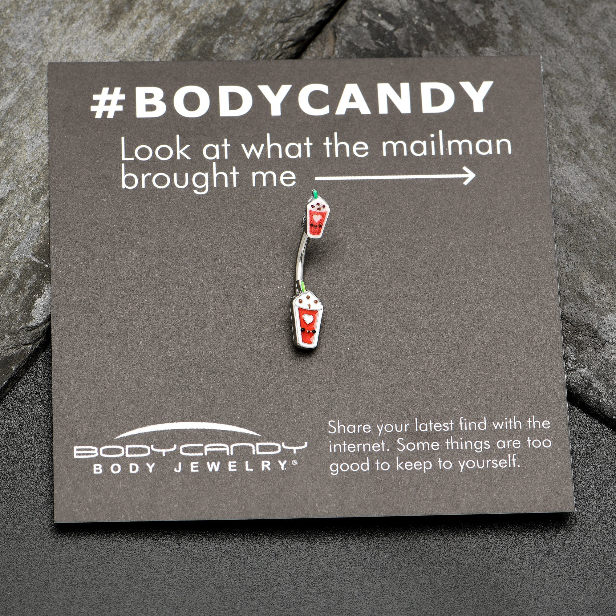 BodyCandy Sweet Pumpkin Frappe Autumn Double Mount Belly Ring — side view