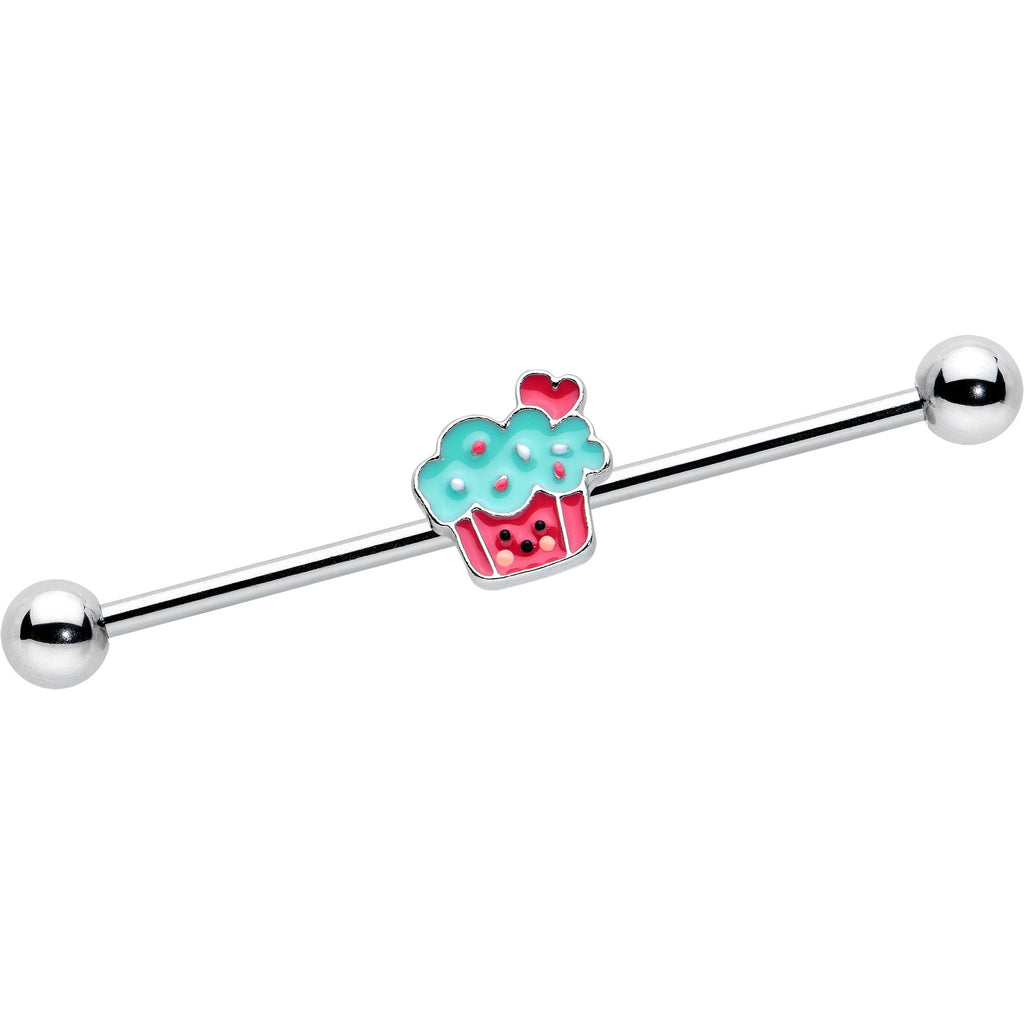 BodyCandy 14G Sweet Happy Cupcake Industrial Barbell 38mm — main product shot