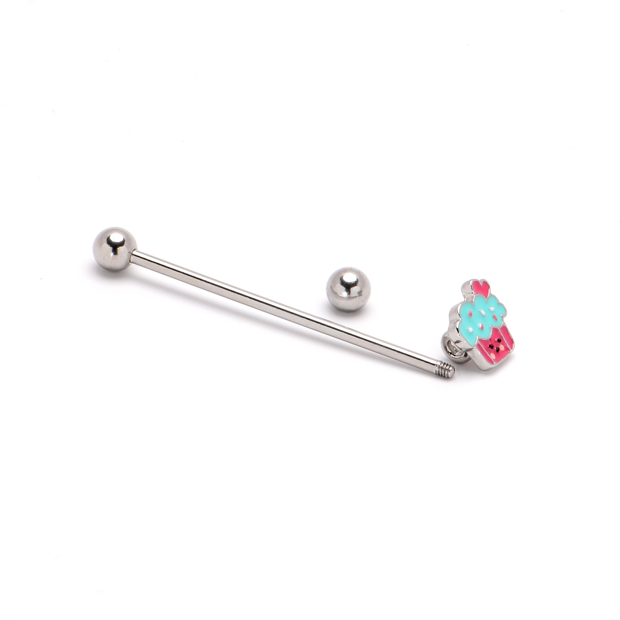 BodyCandy 14G Sweet Happy Cupcake Industrial Barbell 38mm — back view