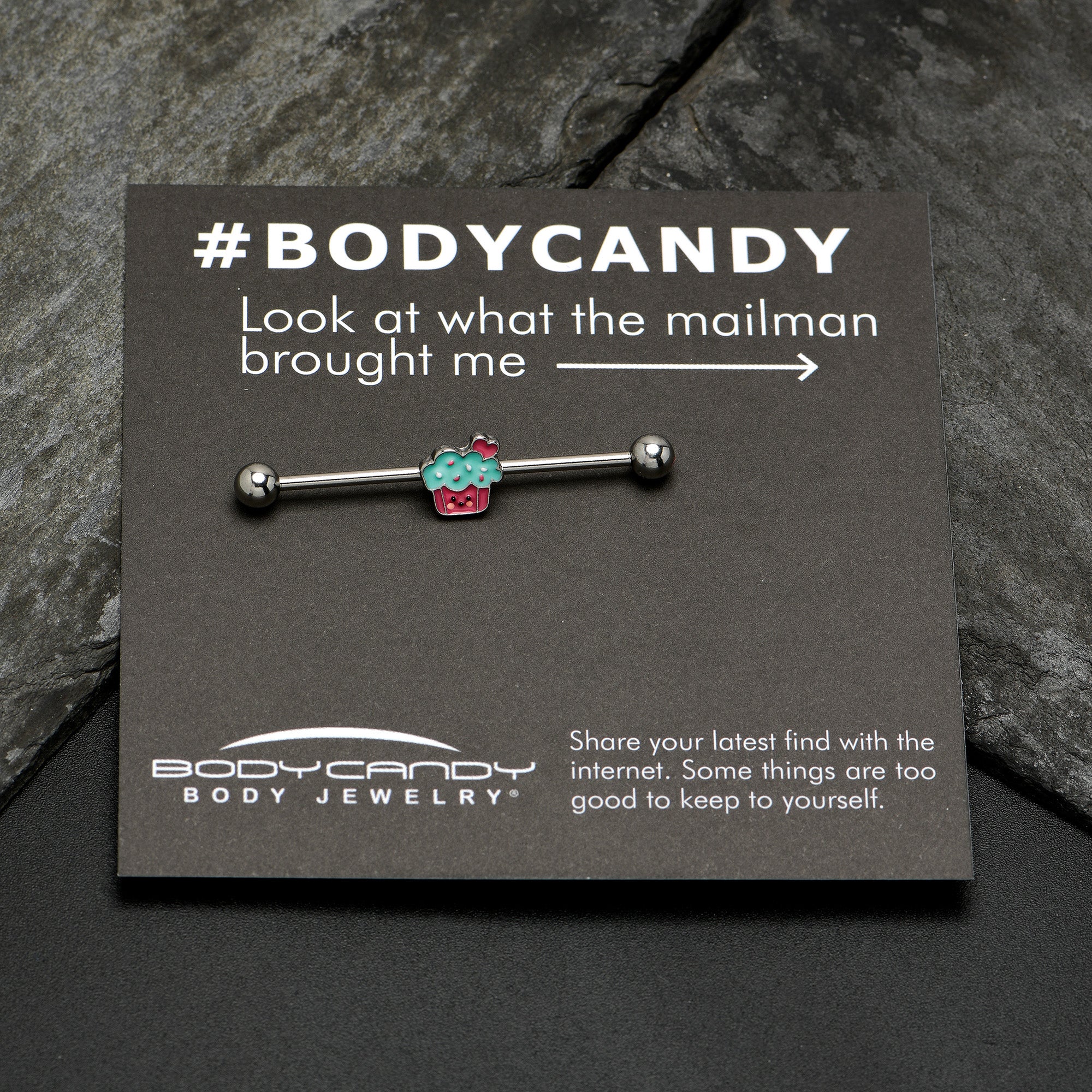 BodyCandy 14G Sweet Happy Cupcake Industrial Barbell 38mm — size reference