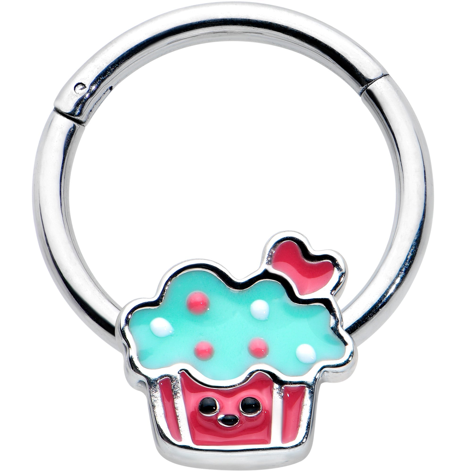 BodyCandy 16G 3/8 Sweet Happy Cupcake Hinged Segment Ring — main product shot