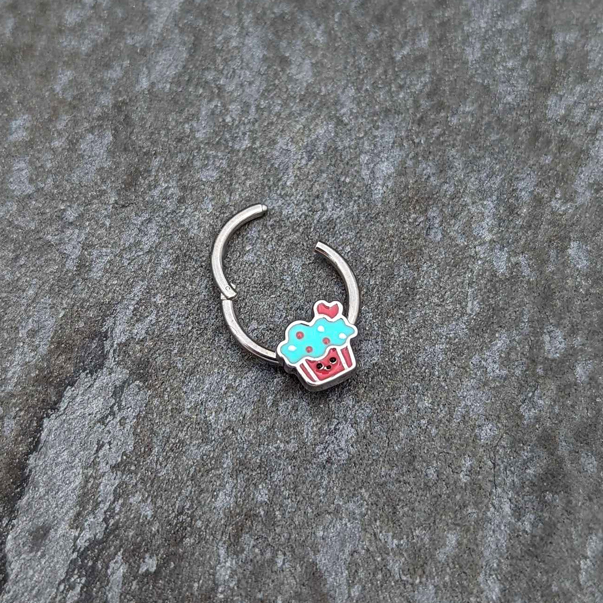 BodyCandy 16G 3/8 Sweet Happy Cupcake Hinged Segment Ring — back view