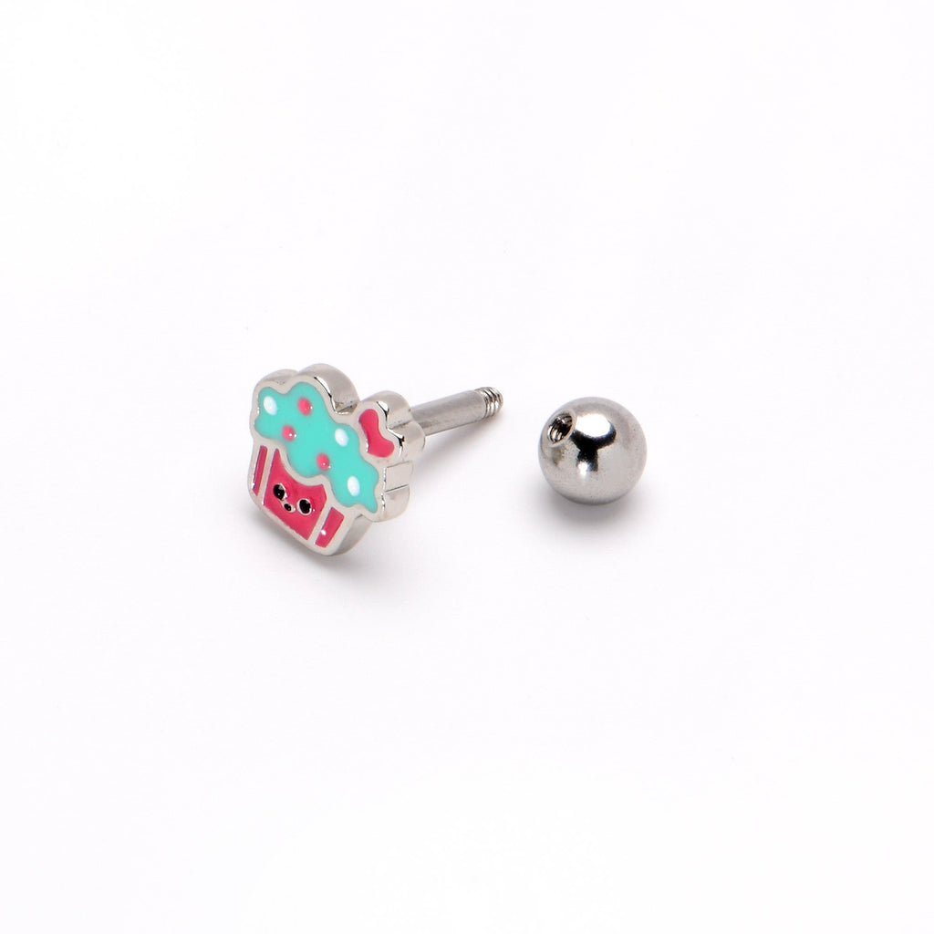 BodyCandy 16G 1/4 Sweet Happy Cupcake Cartilage Tragus Earring — in-use photo