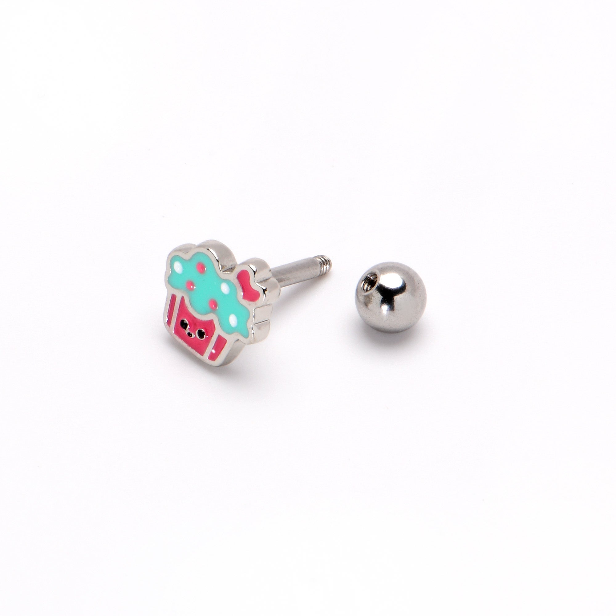 BodyCandy 16G 1/4 Sweet Happy Cupcake Cartilage Tragus Earring — in-use photo