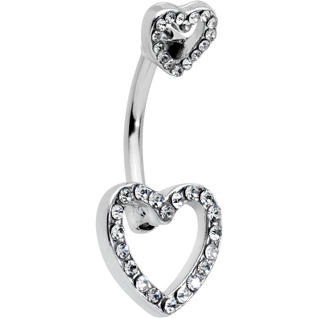 BodyCandy Clear Gem Open Heart Valentine Double Mount Belly Ring — main product shot